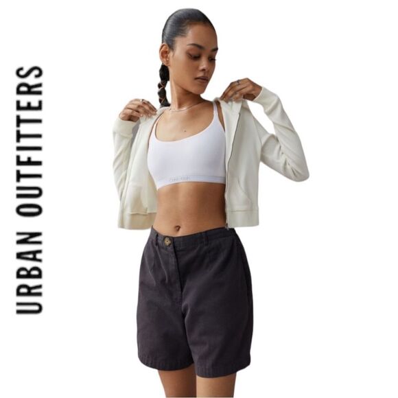 NEW UO Urban Outfitters Paris Ivory Fitted Zip-Up Hooded Jacket XL - Picture 3 of 3